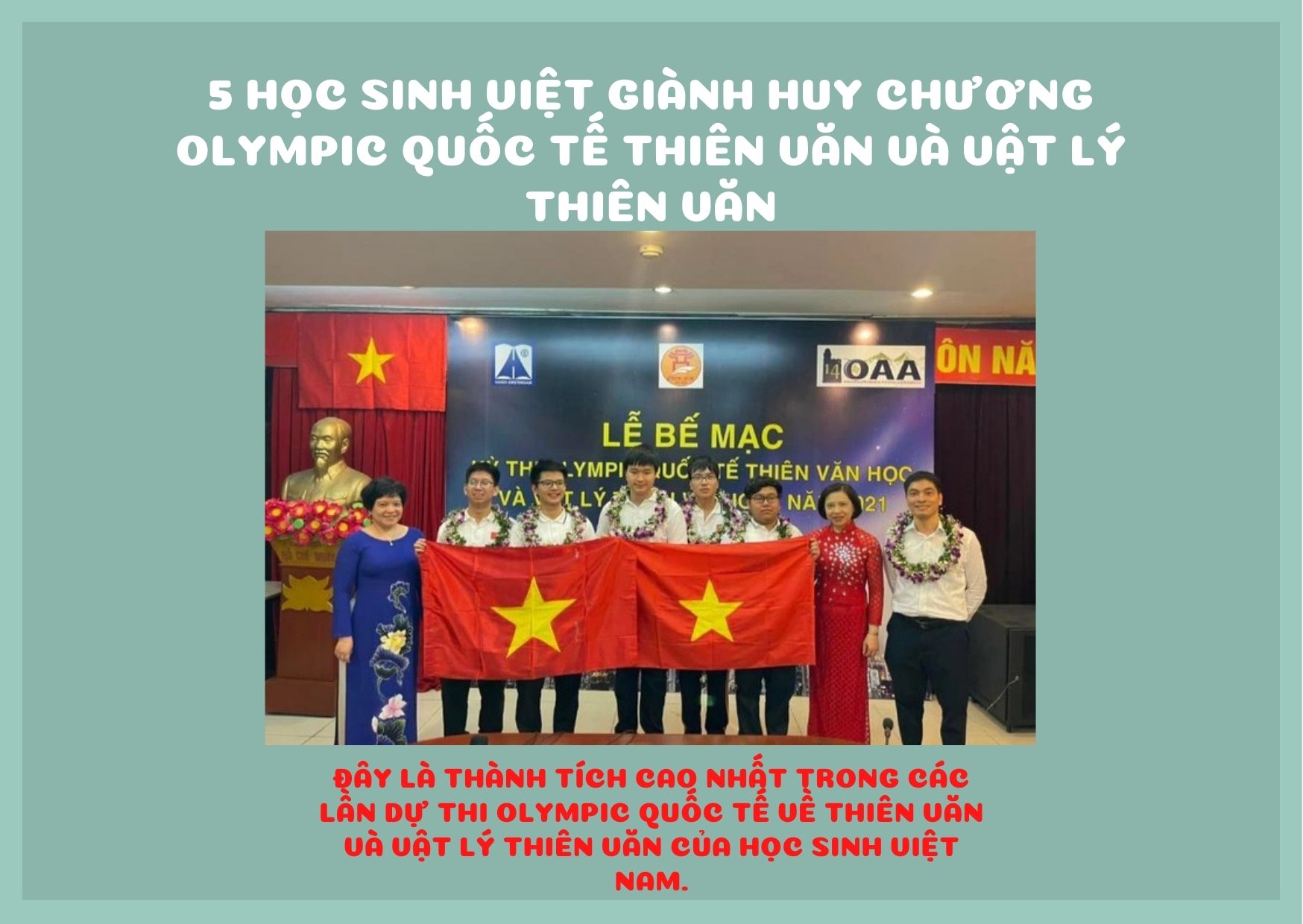 5 học sinh Việt giành huy chương Olympic Quốc tế Thiên văn và Vật lý Thiên văn
